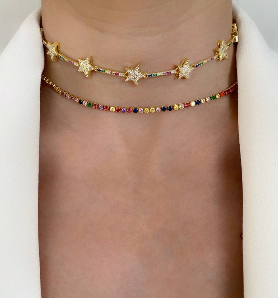 Colorful Choker! - Short Necklace - Gold