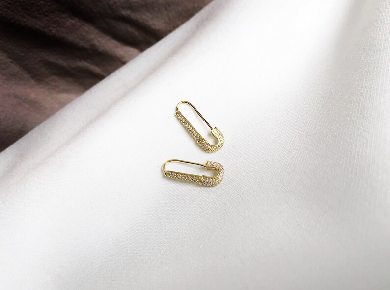 Gold Safety Pin Earrings Pin Earrings Safety Pin Jewelry Etsy