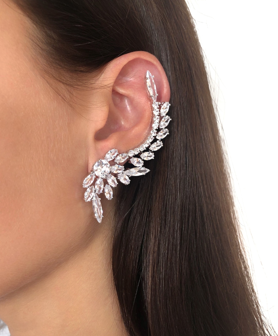 Crystal Ear Climber Earrings Ear Crawler Earrings Crystal Ear Cuff