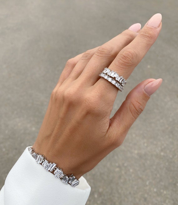 Silver baguette sales bracelet