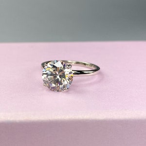 Runder Verlobungsring Goldring Silberring Versprechensring Diamantring Simulantring Solitärring Geschenk für sie Stapelring Bild 9