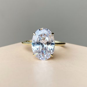 Oval engagement ring 4ct 3ct 2ct 1.25ct stone ring Silver ring Promise ring Diamond ring Simulant ring Solitaire ring Gift for her zdjęcie 8