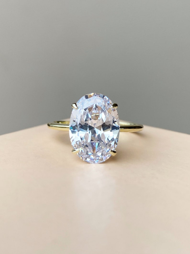 Ovaler Verlobungsring 4ct 3ct 2ct 1,25ct Steinring Silberring Verlobungsring Diamantring Simulantring Solitärring Geschenk für sie Bild 8