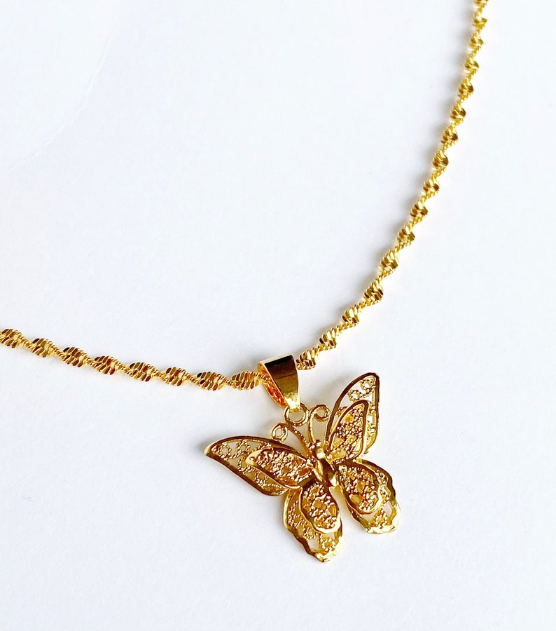 Butterfly Necklace Butterfly Pendant Necklace Gold Necklace Etsy