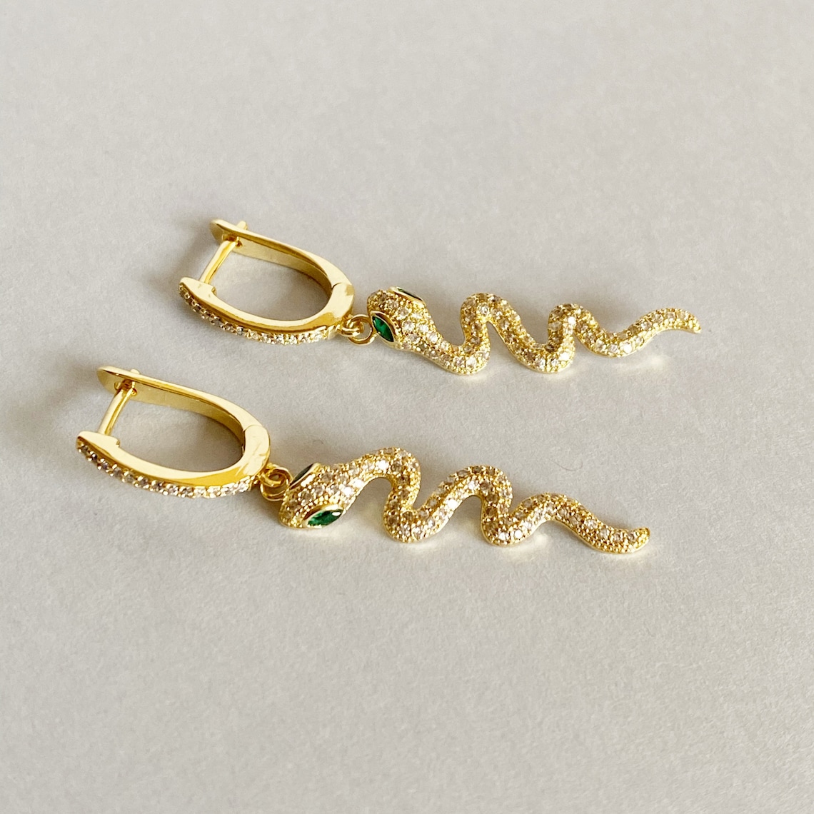 Snake earrings Snake dangle earrings Gold hoop earrings Etsy