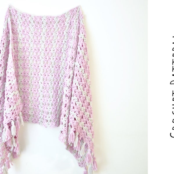 Lacy Crochet Shawl Pattern - Crochet Scarf Pattern - Easy Crochet Pattern - PDF Instant Download