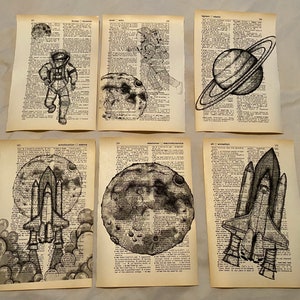 Space themed dictionary prints