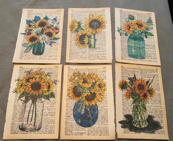 Sunflower Themed Dictionary Prints - Etsy