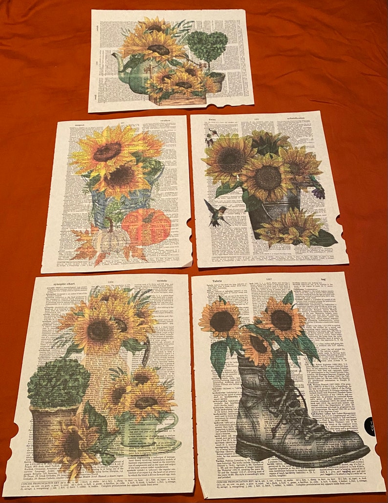 Sunflower Themed Dictionary Prints - Etsy