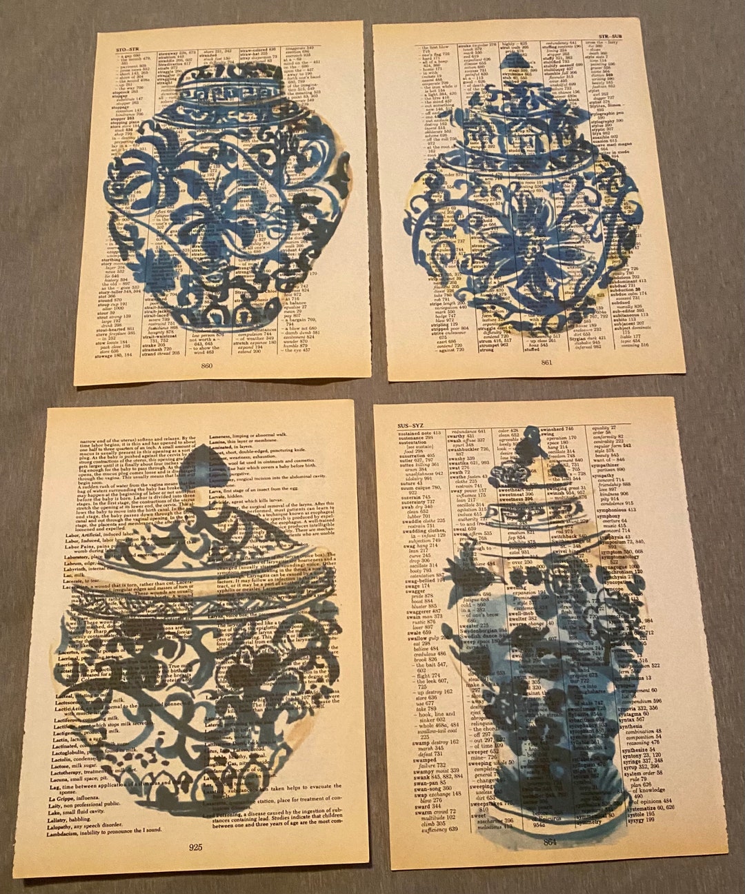 Blue Vase Themed Dictionary Prints Etsy