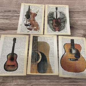 Guitar themed dictionary prints