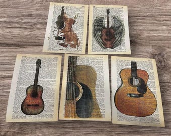 Guitar themed dictionary prints