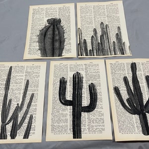 Cactus themed dictionary prints