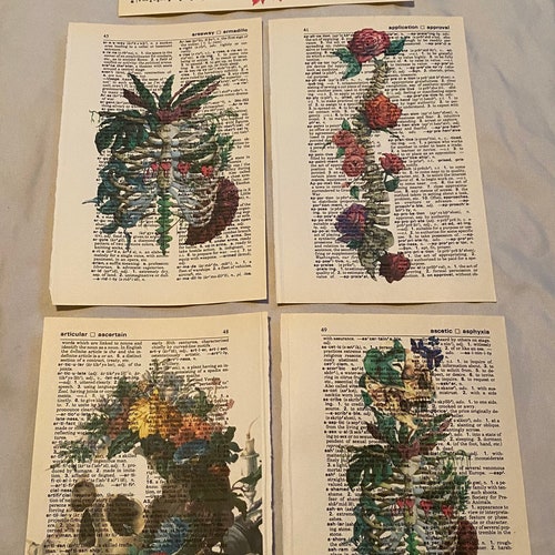 Floral Themed Dictionary Prints Etsy