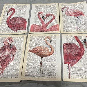 Set of 6 Flamingo Themed Dictionary Prints