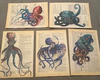 Octopus Themed Dictionary Prints