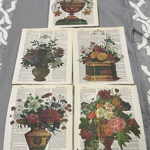 Vintage Flower themed dictionary prints