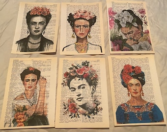 Frida Khalo themed dictionary prints