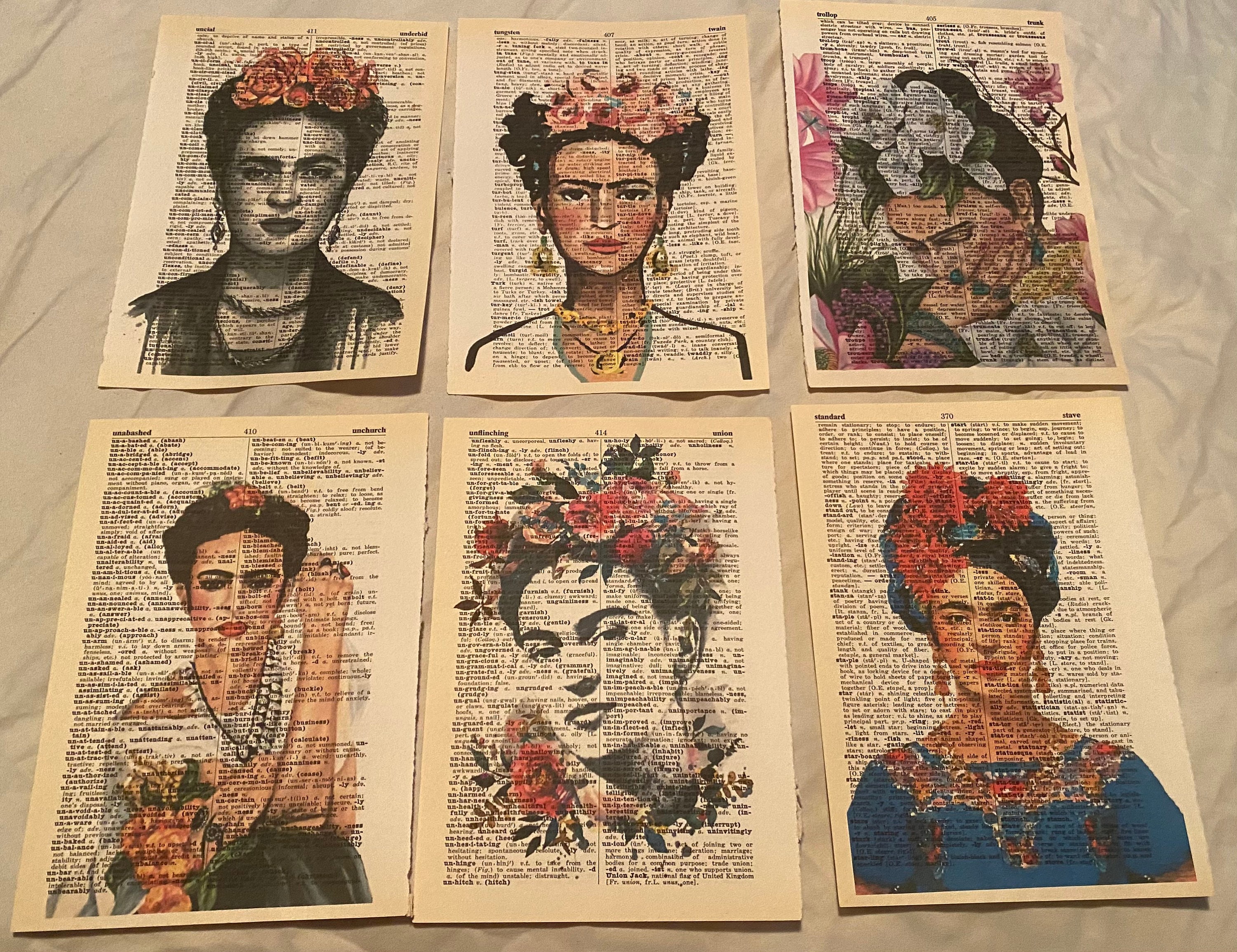 Frida Khalo themed dictionary prints
