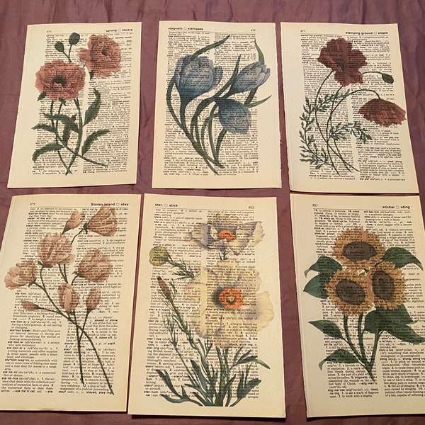Wörterbuchdrucke mit Blumenmotiven