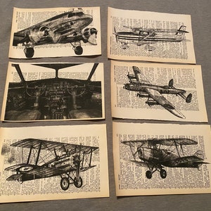 Airplane themed dictionary prints