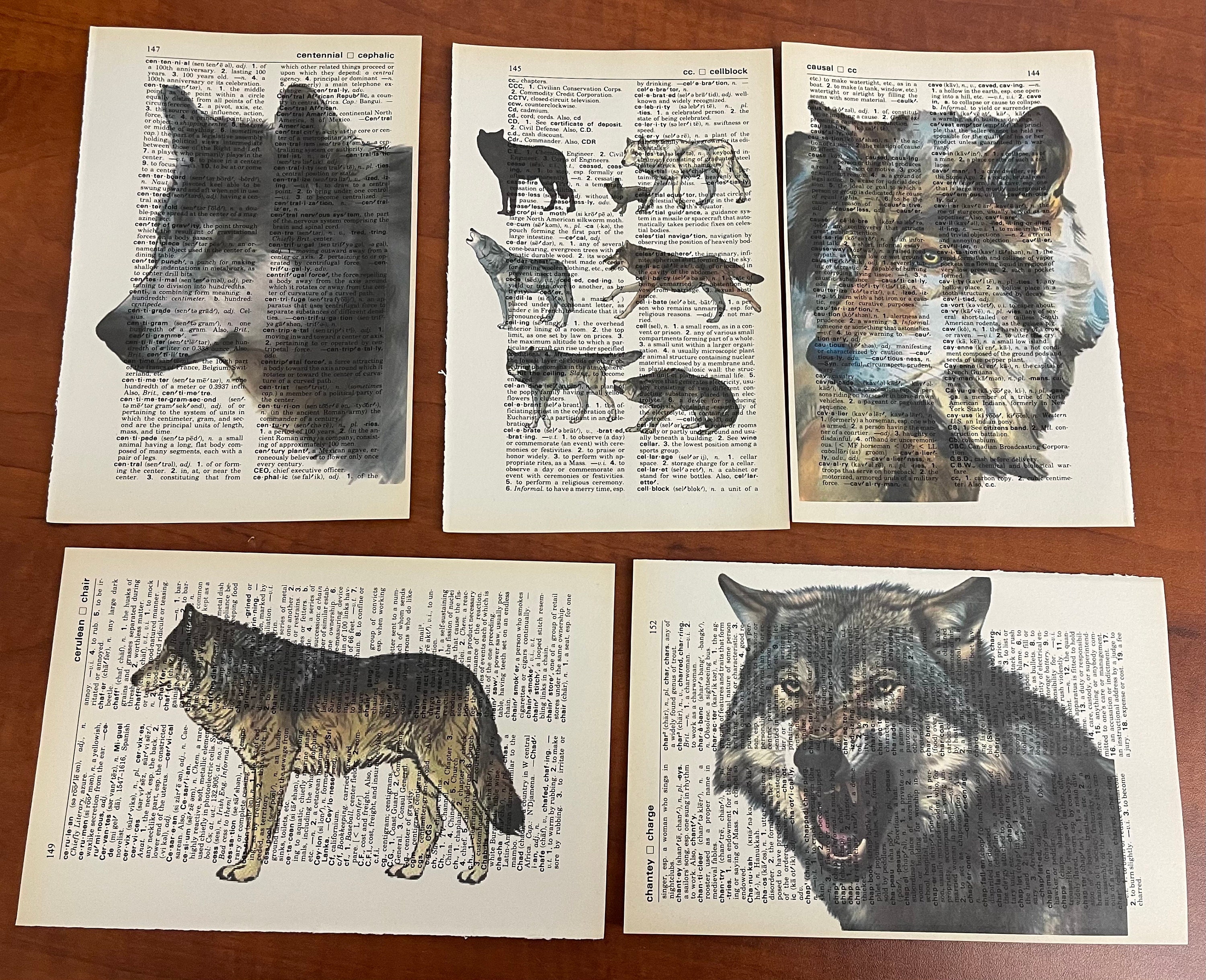 Wolf themed dictionary prints
