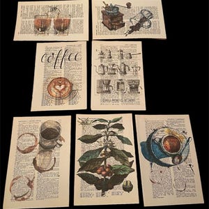 Coffee themed dictionary prints