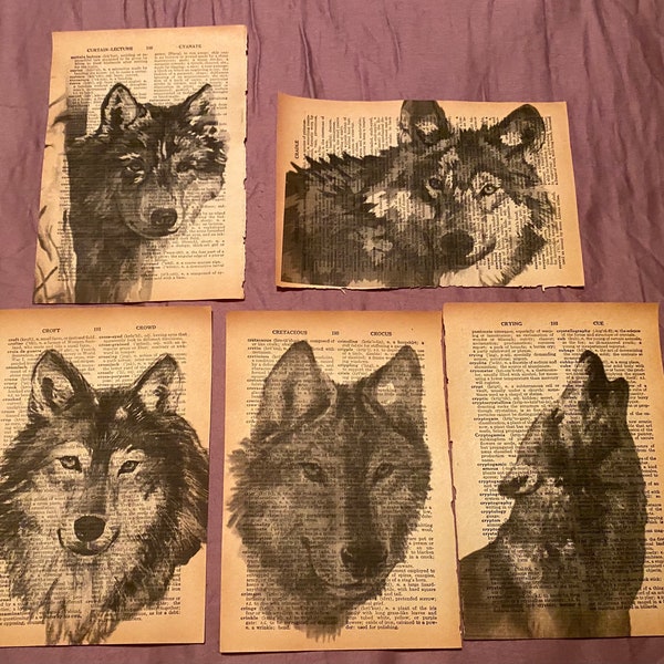 Wolf themed dictionary prints