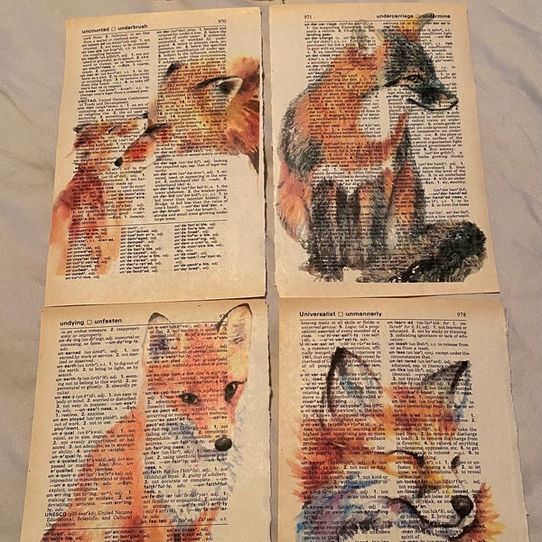 Fox themed dictionary prints