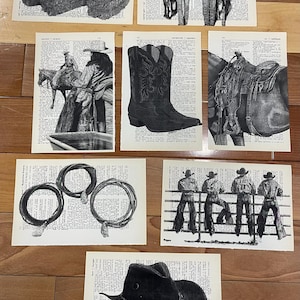 Cowboy themed dictionary prints
