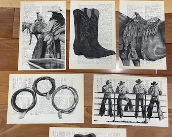 Cowboy themed dictionary prints