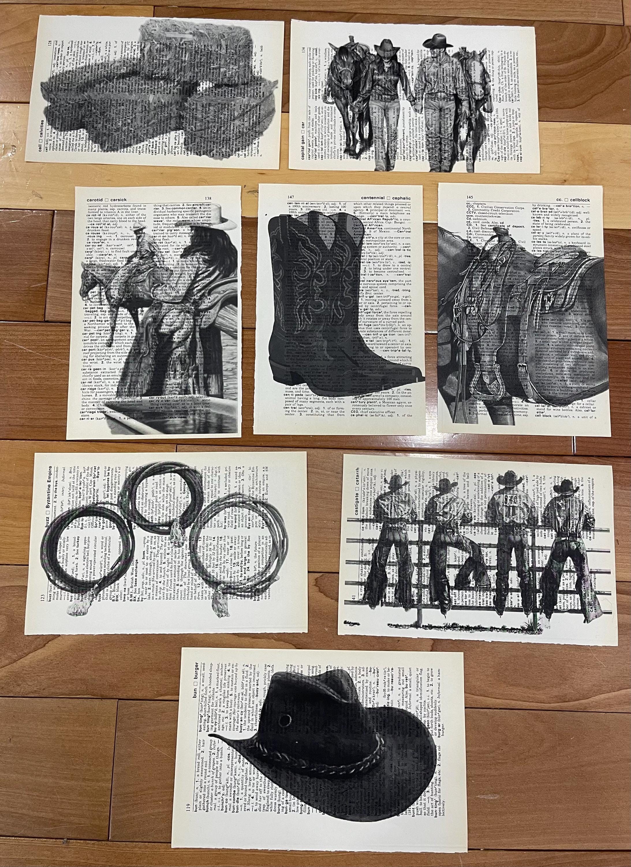 Cowboy themed dictionary prints