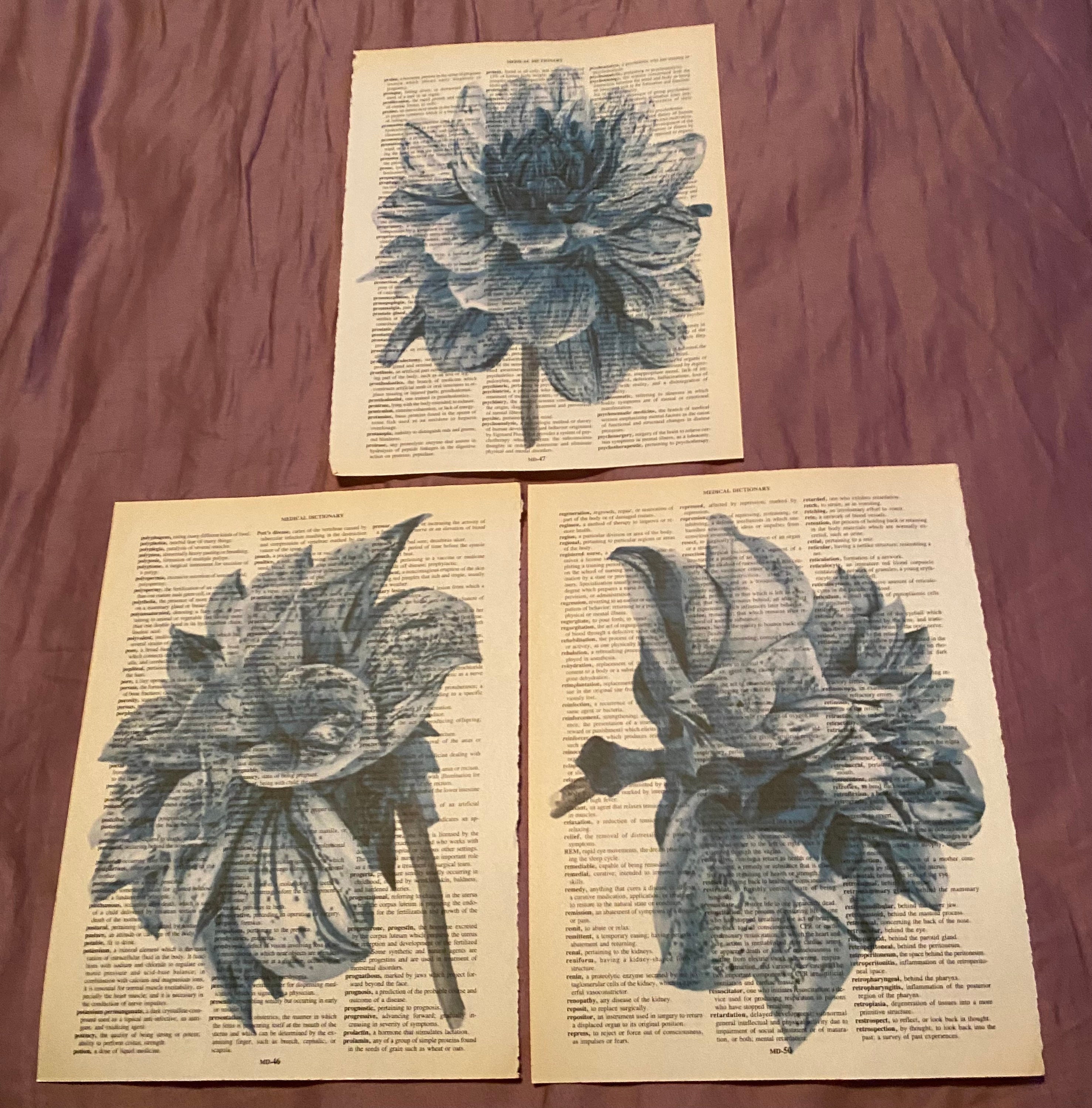 Flower Themed dictionary prints Etsy