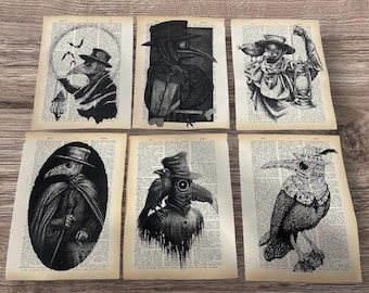 Plague Doctor themed dictionary prints