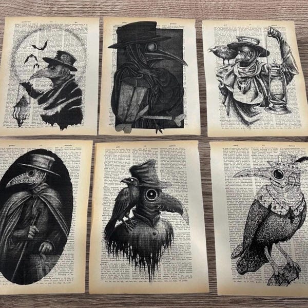 Plague Doctor themed dictionary prints