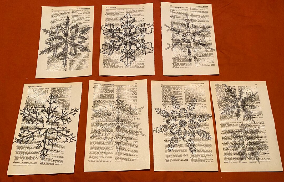 Snowflake Themed Dictionary Prints Etsy