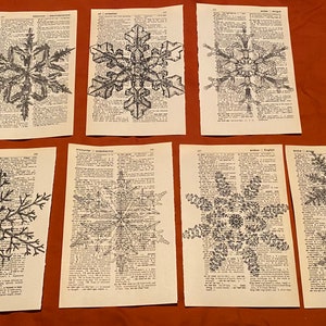 Snowflake themed dictionary prints