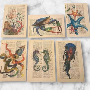Sea Life Themed dictionary prints