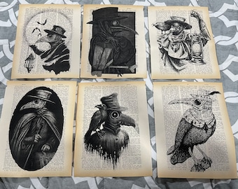 Plague Doctor themed dictionary prints