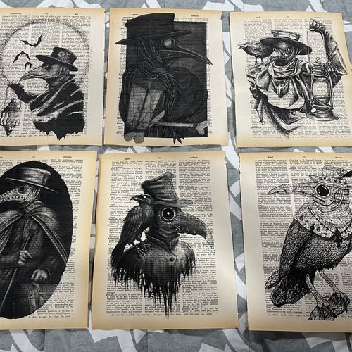 Plague Doctor themed dictionary prints