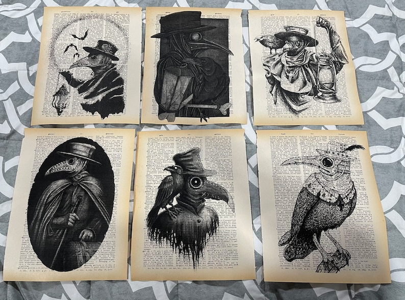 Plague Doctor themed dictionary prints image 1
