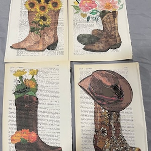 Cowboy Boot themed dictionary prints