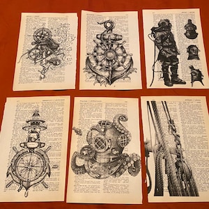 Nautical themed dictionary prints