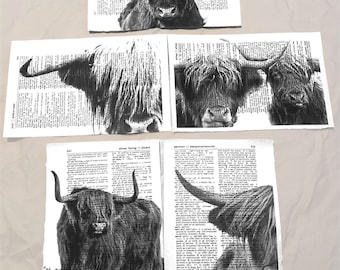 Highland Cow themed dictionary prints