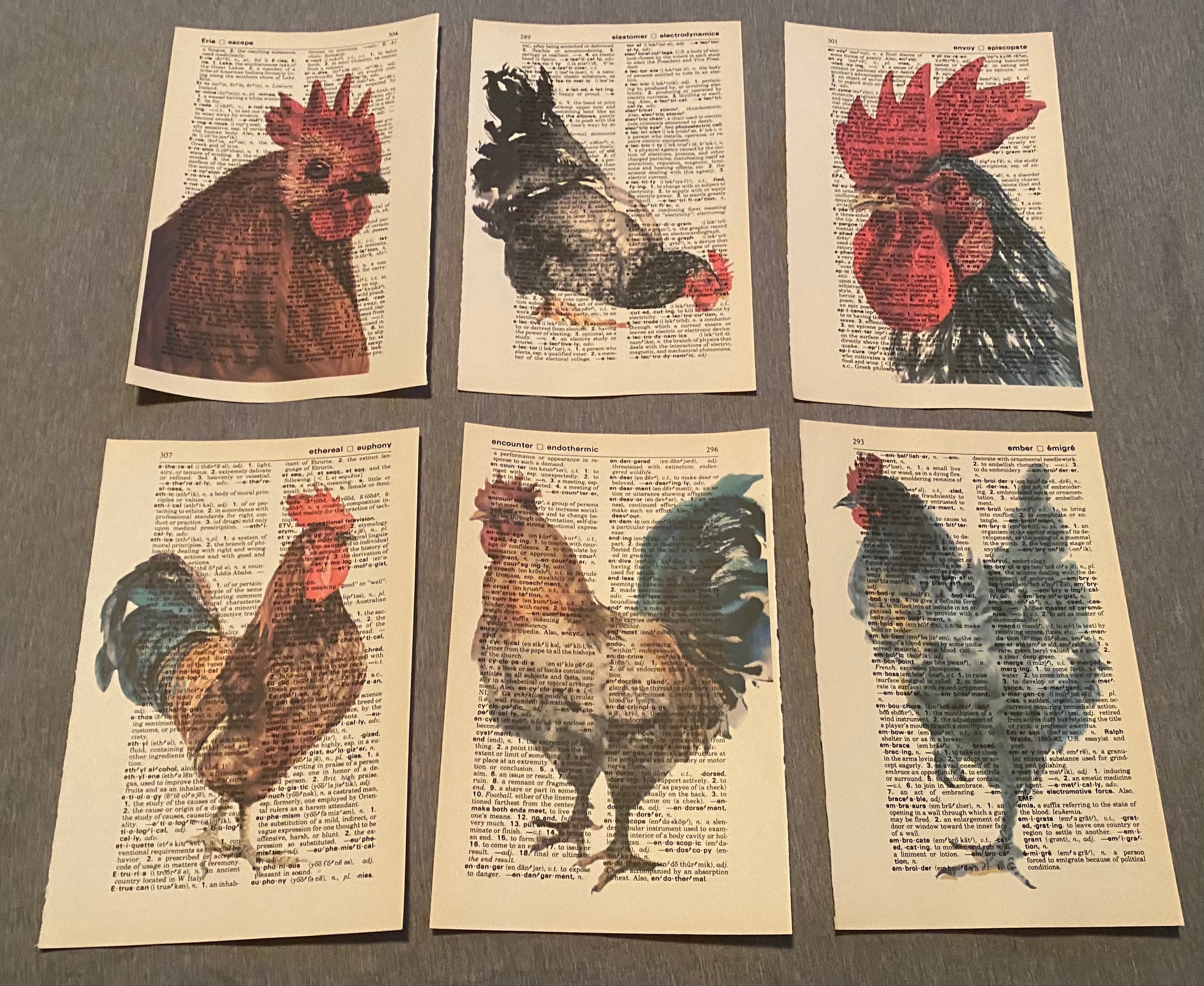 Chicken/rooster Themed Dictionary Prints Etsy
