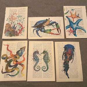 Sea Life Themed dictionary prints