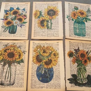 Sunflower Themed Dictionary Prints - Etsy