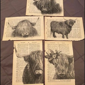 Highland Cow themed dictionary prints