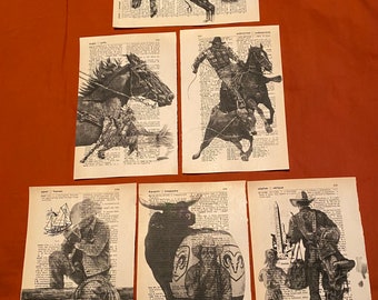 Rodeo/Cowboy themed dictionary prints