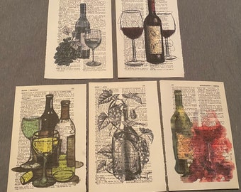 Wine themed dictionary prints